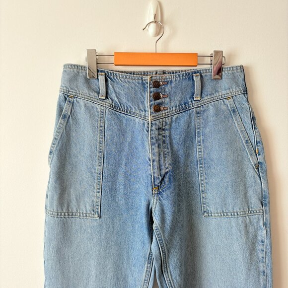 Abercrombie & Fitch Mom Jeans High Waisted Raw Hem Bare Back Size 29/8 - Picture 3 of 6